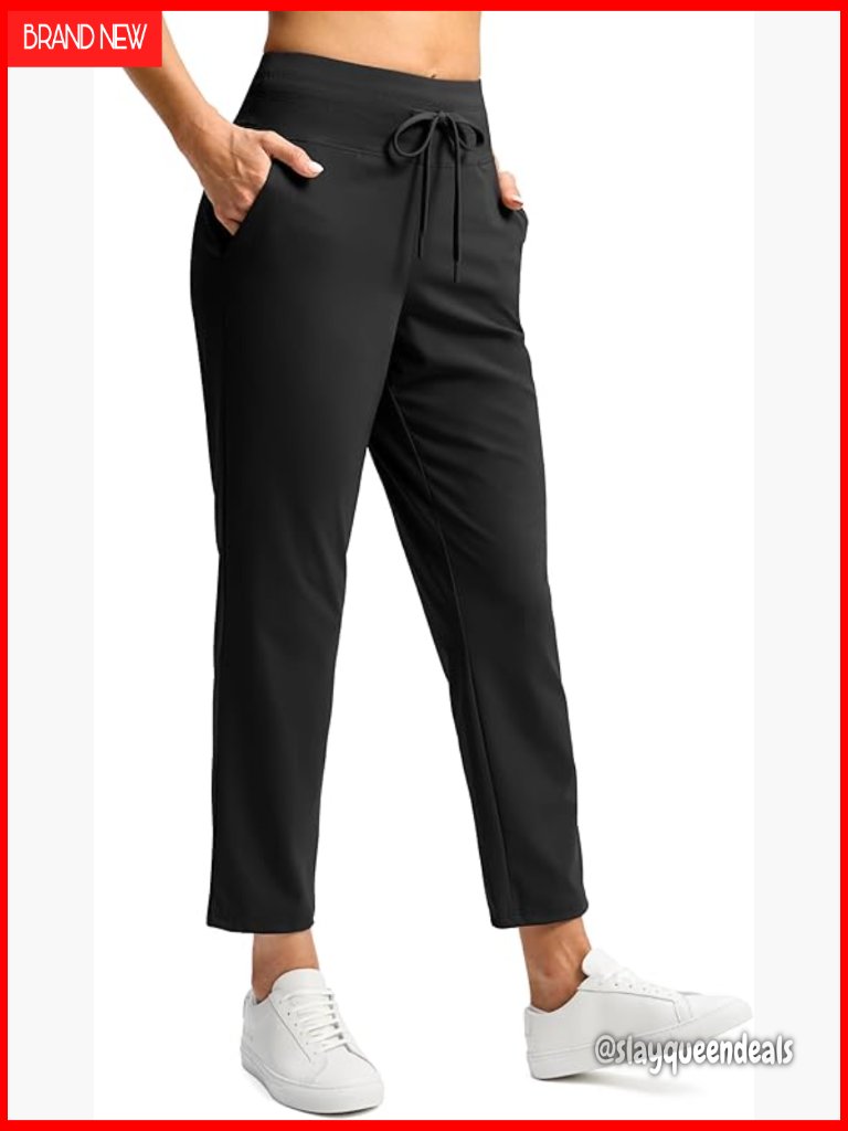 High Waisted Ankle Pants 2 Pockets Stretchy Athletic Golf Travel Casual